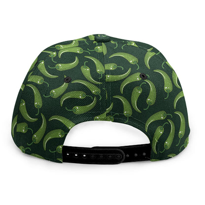 Green Chili Peppers Pattern Print Snapback Cap