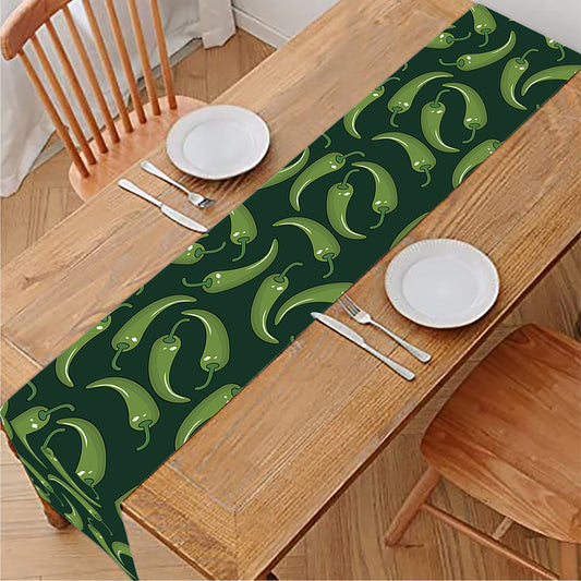 Green Chili Peppers Pattern Print Table Runner