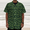Green Chili Peppers Pattern Print Textured Short Sleeve Shirt