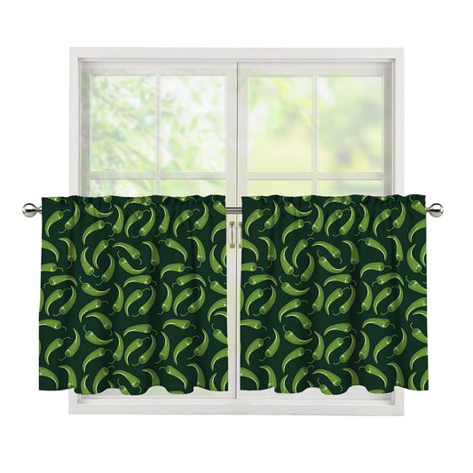 Green Chili Peppers Pattern Print Tier Curtains