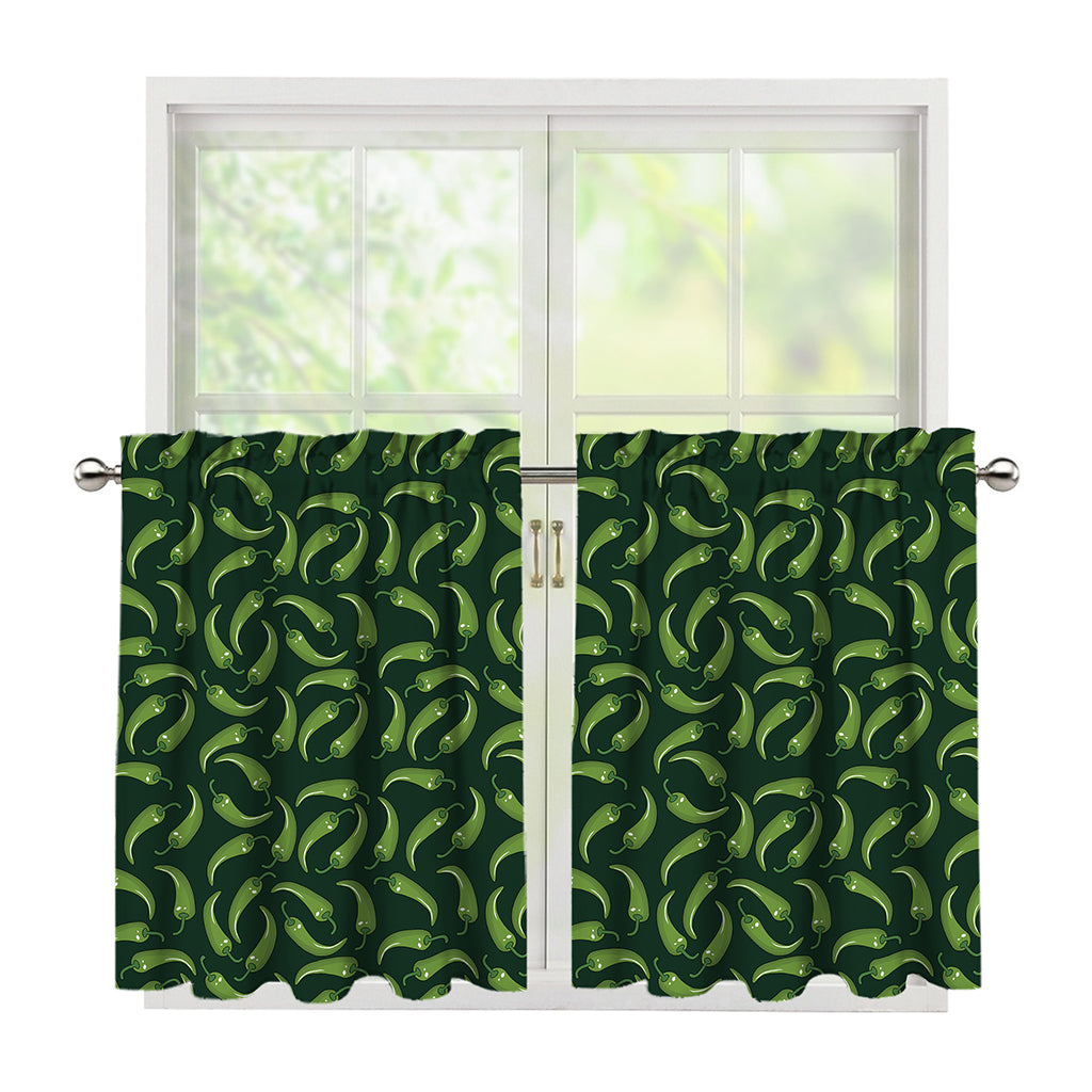 Green Chili Peppers Pattern Print Tier Curtains