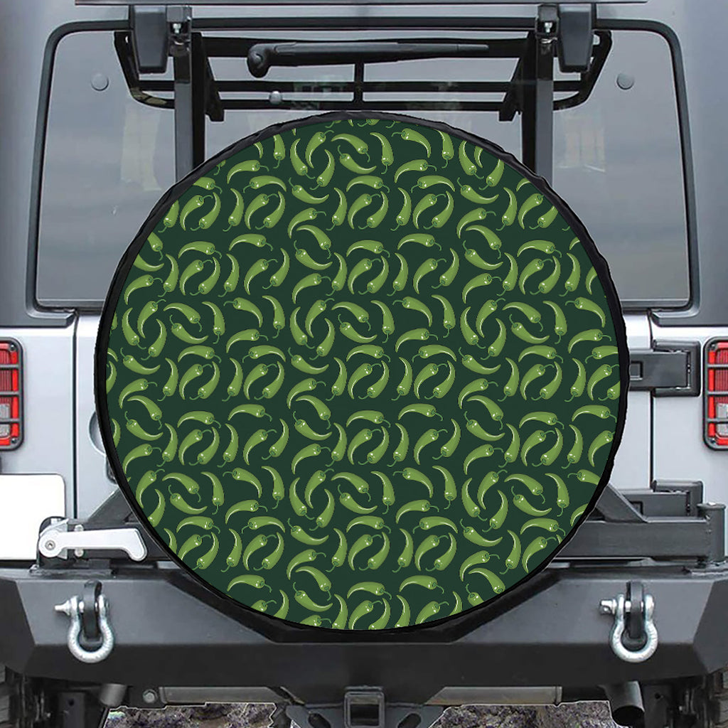 Green Chili Peppers Pattern Print Tire Cover