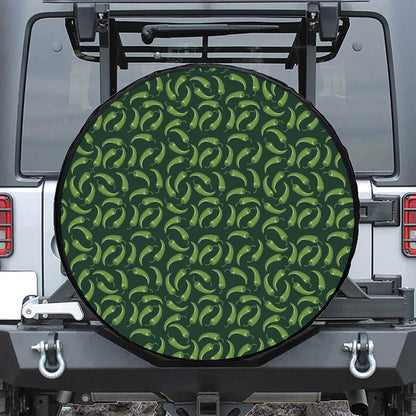 Green Chili Peppers Pattern Print Tire Cover