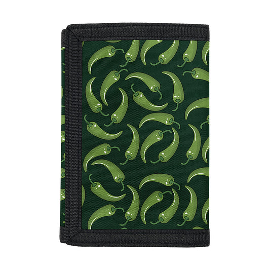 Green Chili Peppers Pattern Print Trifold Wallet