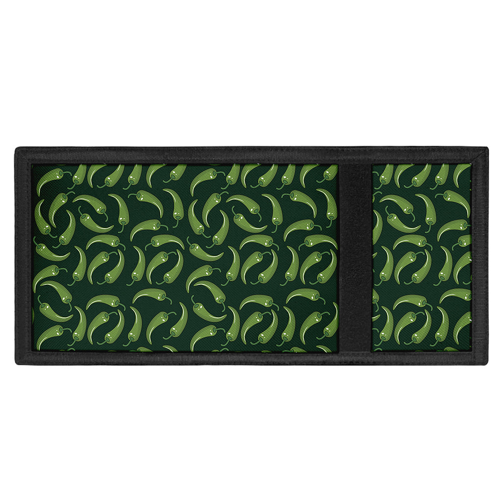 Green Chili Peppers Pattern Print Trifold Wallet