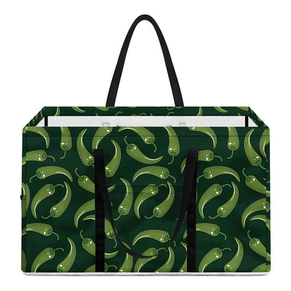 Green Chili Peppers Pattern Print Utility Tote Bag