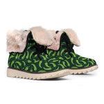 Green Chili Peppers Pattern Print Winter Boots