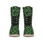 Green Chili Peppers Pattern Print Winter Boots