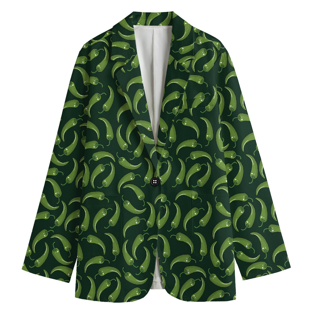 Green Chili Peppers Pattern Print Women's Blazer