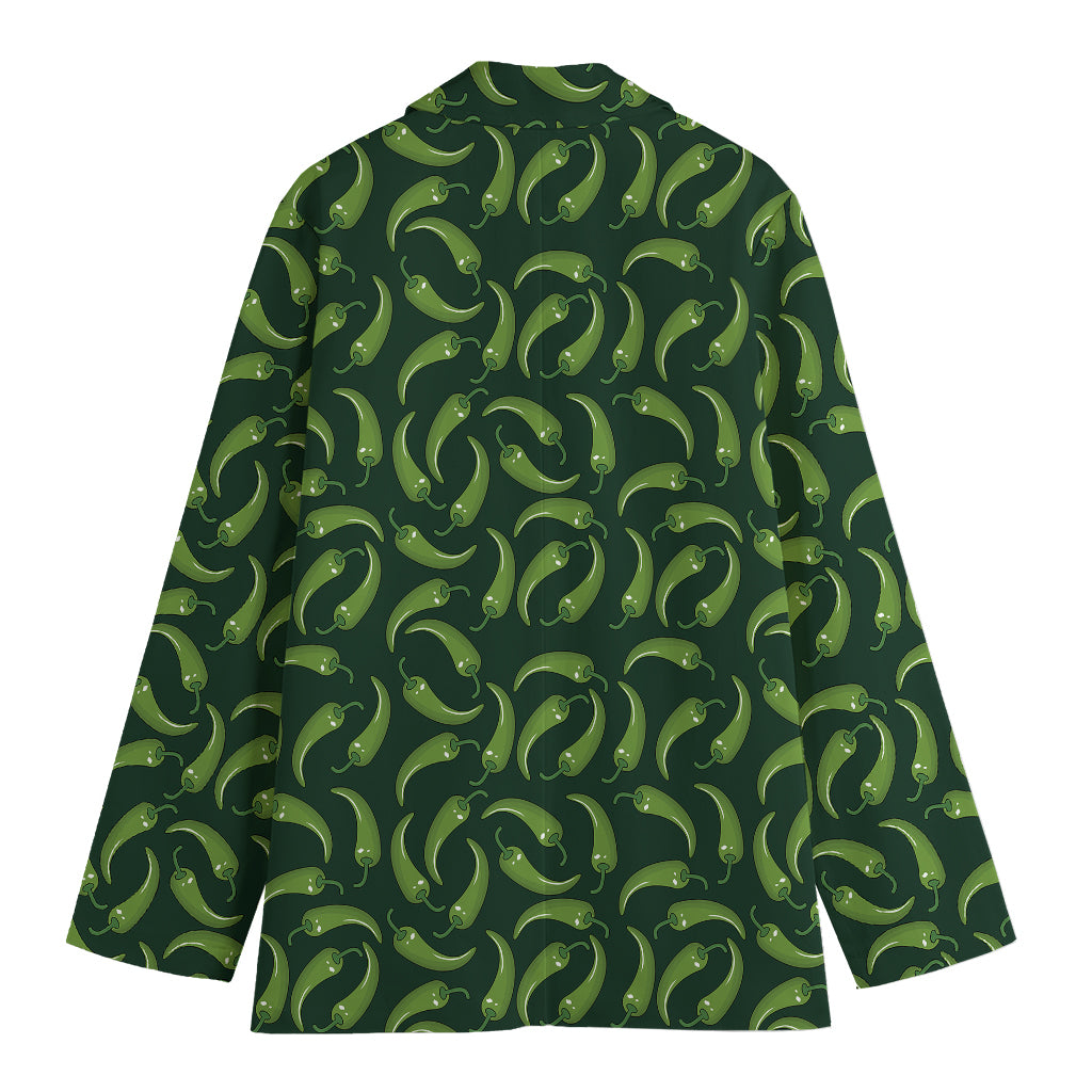Green Chili Peppers Pattern Print Women's Blazer