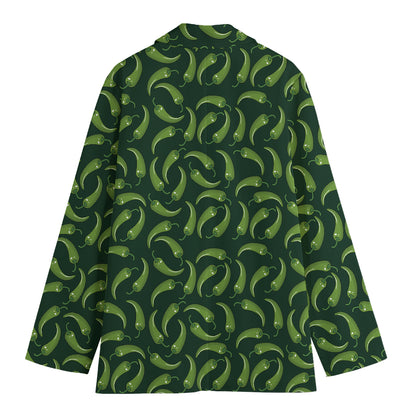 Green Chili Peppers Pattern Print Women's Blazer
