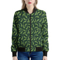 Green Chili Peppers Pattern Print Women's Bomber Jacket