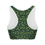 Green Chili Peppers Pattern Print Women's Sports Bra