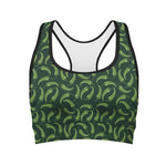 Green Chili Peppers Pattern Print Women's Sports Bra