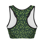 Green Chili Peppers Pattern Print Women's Sports Bra