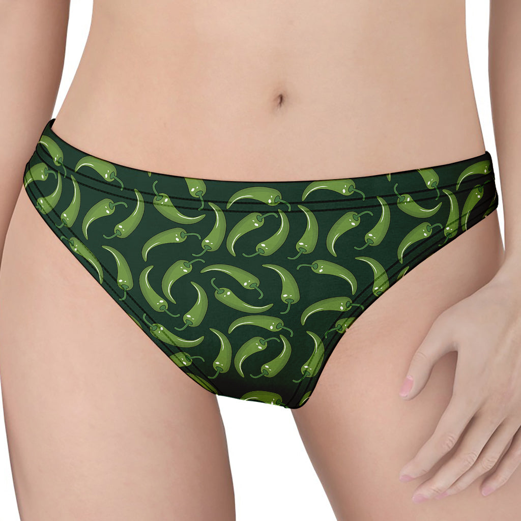 Green Chili Peppers Pattern Print Women's Thong