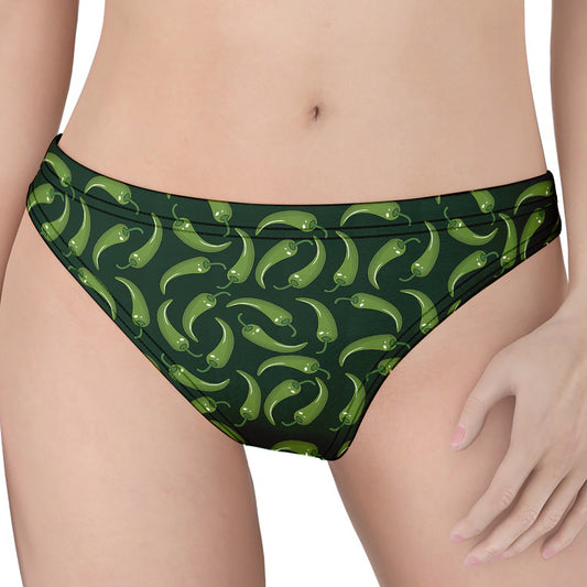 Green Chili Peppers Pattern Print Women's Thong