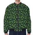 Green Chili Peppers Pattern Print Zip Sleeve Bomber Jacket