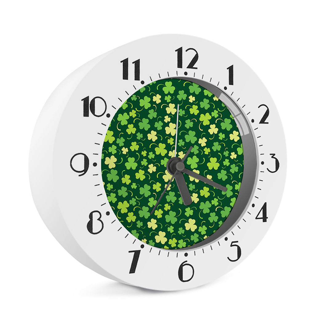 Green Clover Saint Patrick's Day Print Alarm Clock