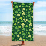 Green Clover Saint Patrick's Day Print Beach Towel