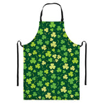 Green Clover Saint Patrick's Day Print Bib Apron With Pocket