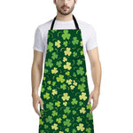 Green Clover Saint Patrick's Day Print Bib Apron With Pocket
