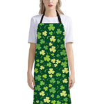Green Clover Saint Patrick's Day Print Bib Apron With Pocket