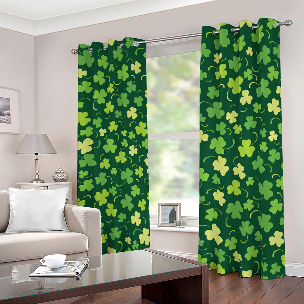 Green Clover Saint Patrick's Day Print Blackout Grommet Curtains