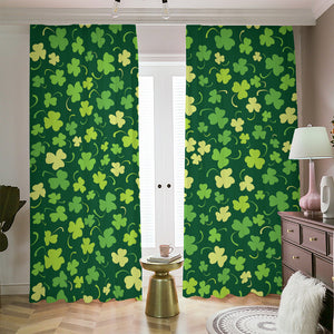 Green Clover Saint Patrick's Day Print Blackout Pencil Pleat Curtains