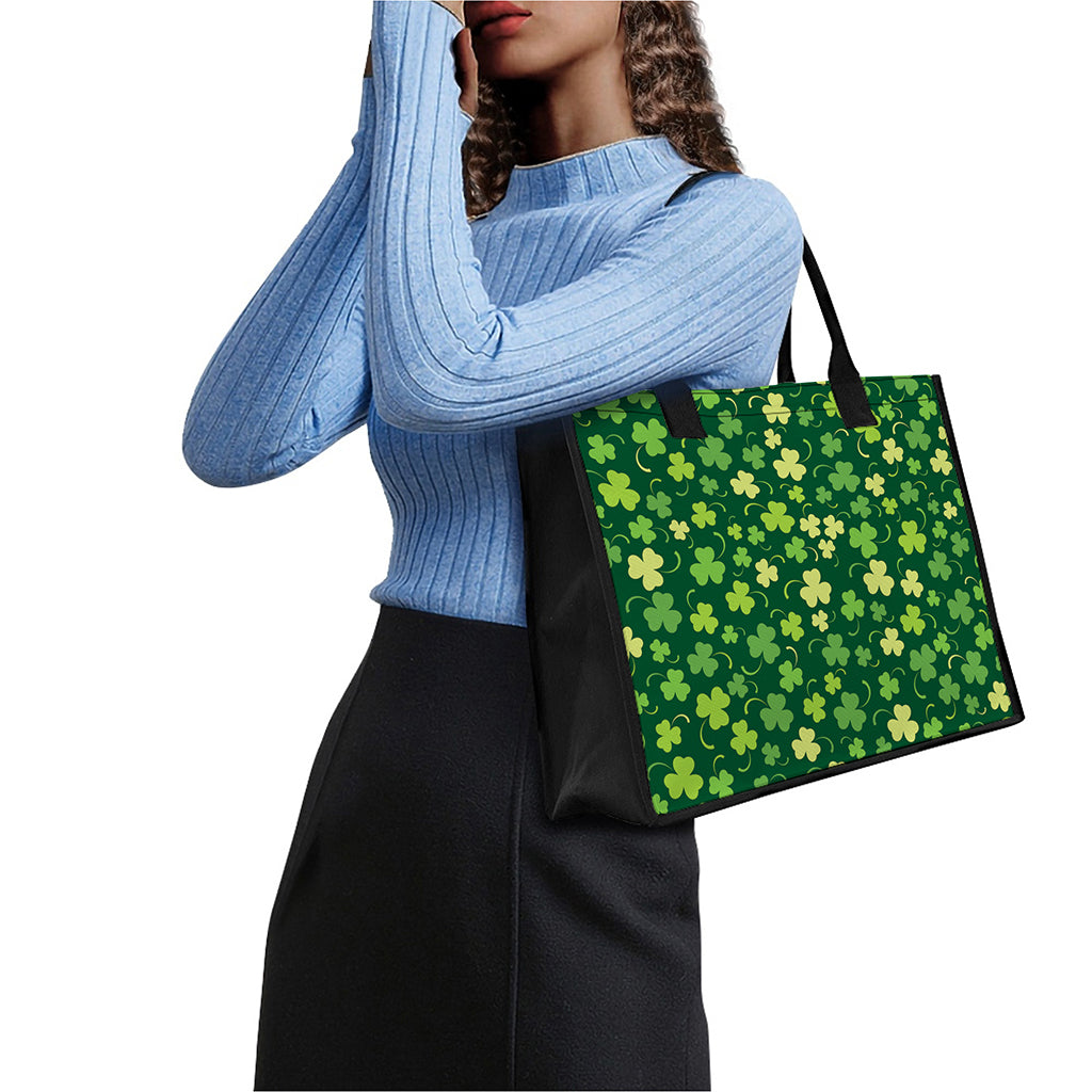 Green Clover Saint Patrick's Day Print Canvas Tote Bag