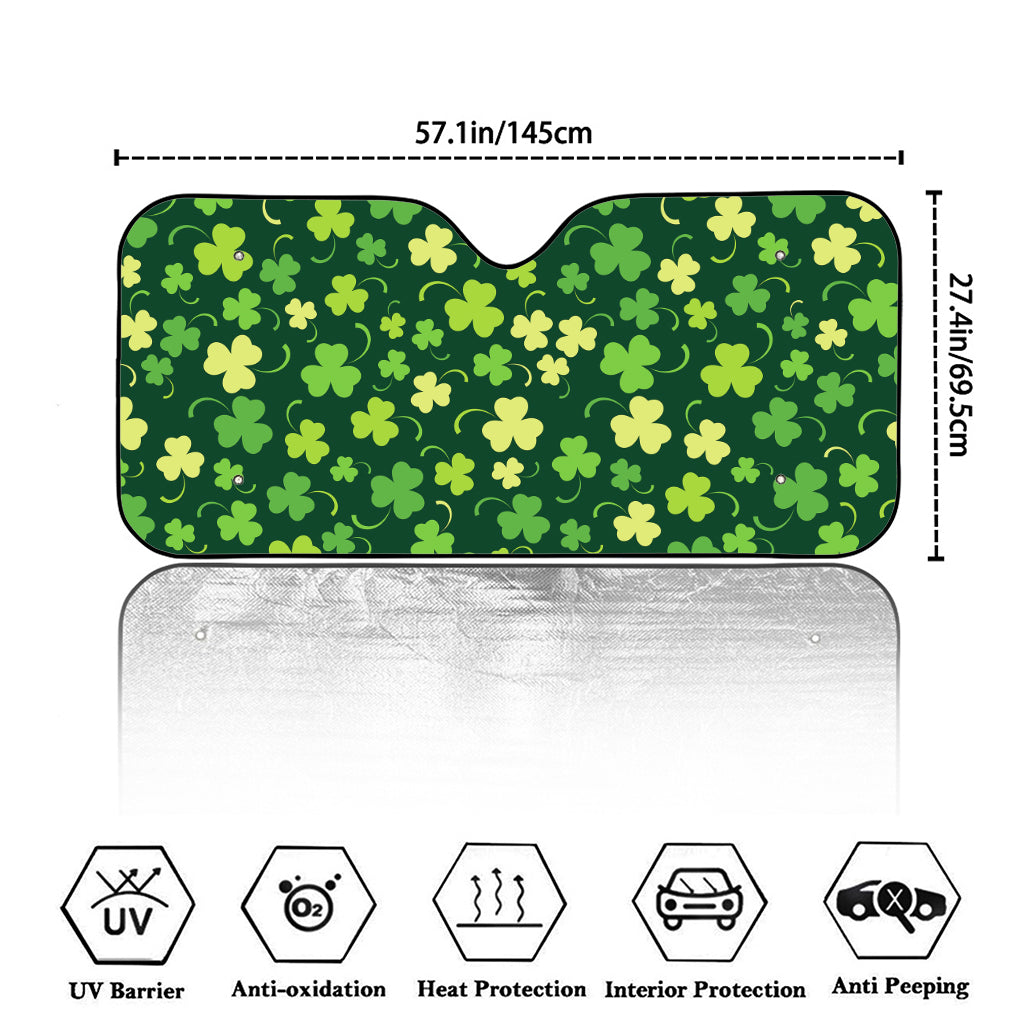 Green Clover Saint Patrick's Day Print Car Windshield Sun Shade