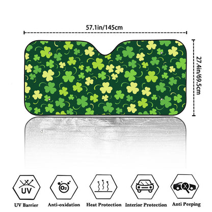 Green Clover Saint Patrick's Day Print Car Windshield Sun Shade