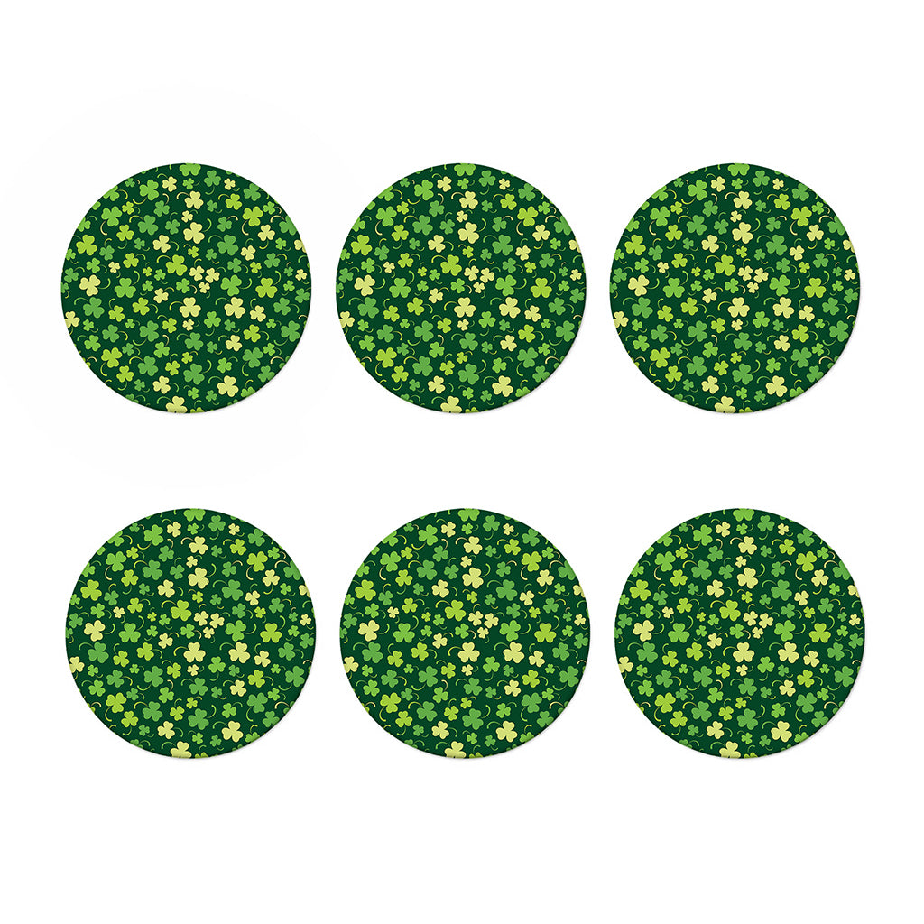 Green Clover Saint Patrick's Day Print Coaster Set