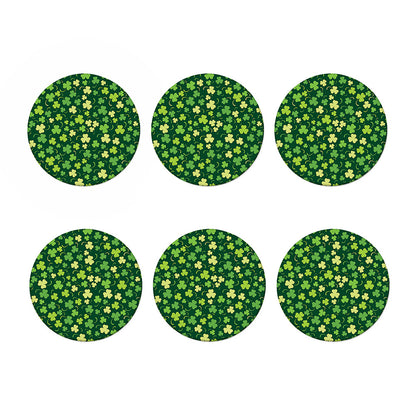 Green Clover Saint Patrick's Day Print Coaster Set