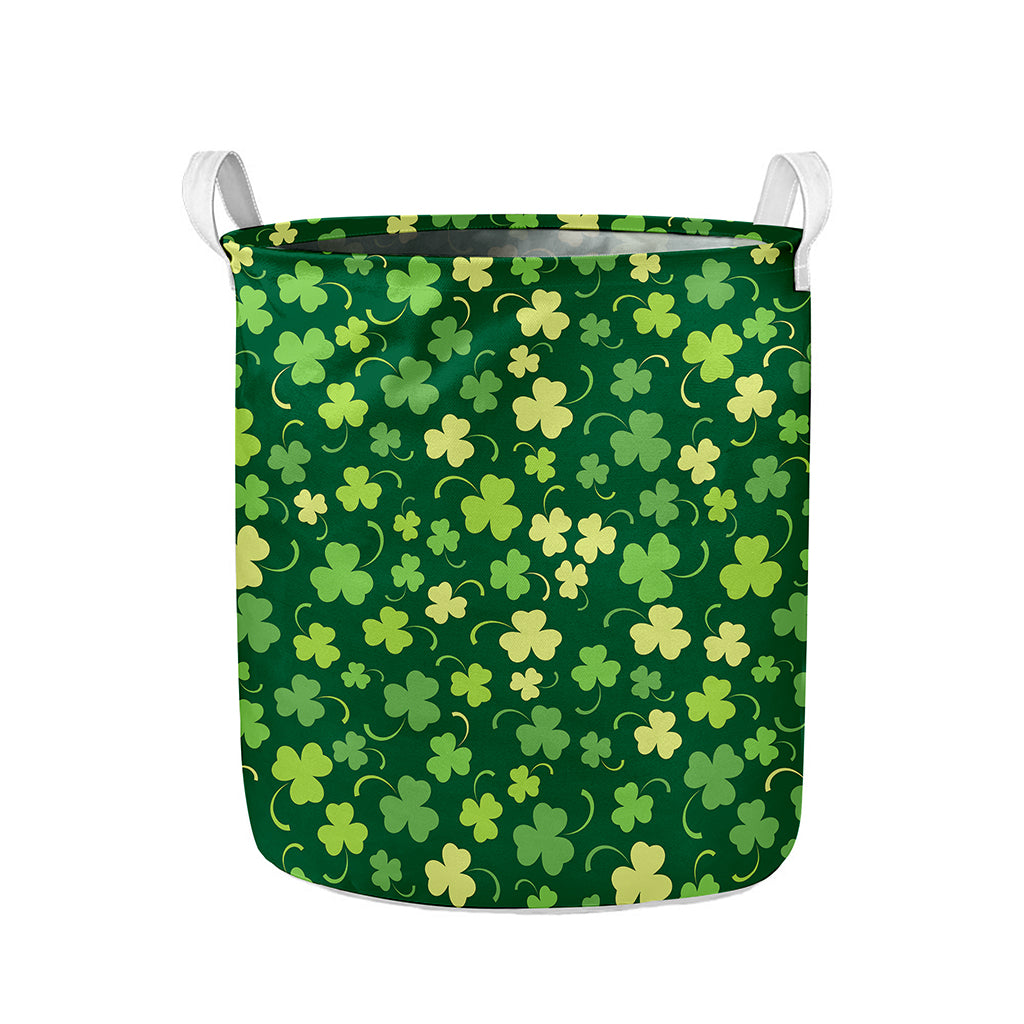 Green Clover Saint Patrick's Day Print Collapsible Laundry Basket