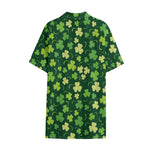 Green Clover Saint Patrick's Day Print Cotton Hawaiian Shirt