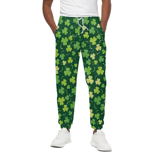 Green Clover Saint Patrick's Day Print Cotton Pants