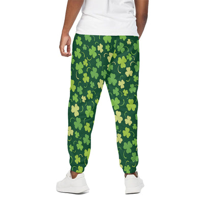 Green Clover Saint Patrick's Day Print Cotton Pants