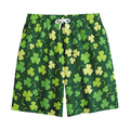Green Clover Saint Patrick's Day Print Cotton Shorts