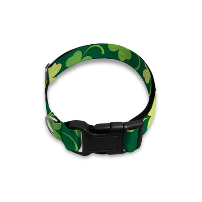 Green Clover Saint Patrick's Day Print Dog Collar
