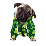 Green Clover Saint Patrick's Day Print Dog Zip Up Hoodie