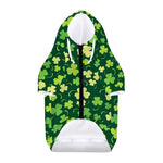 Green Clover Saint Patrick's Day Print Dog Zip Up Hoodie