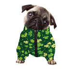 Green Clover Saint Patrick's Day Print Dog Zip Up Jacket