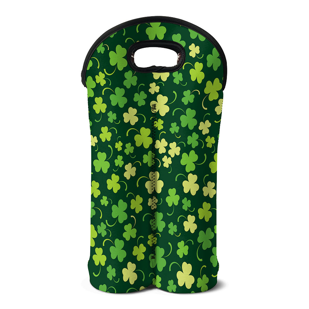 Green Clover Saint Patrick's Day Print Double Neoprene Wine Tote