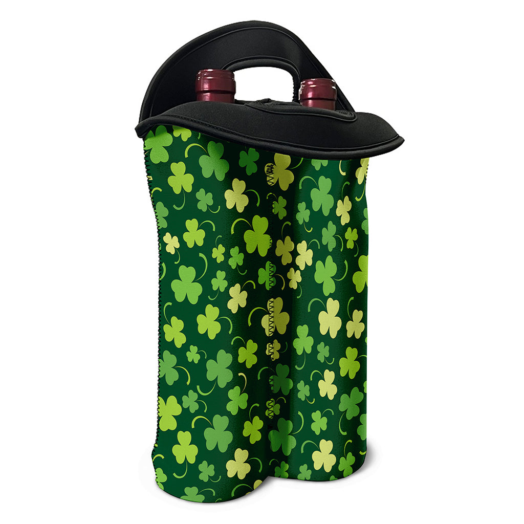 Green Clover Saint Patrick's Day Print Double Neoprene Wine Tote