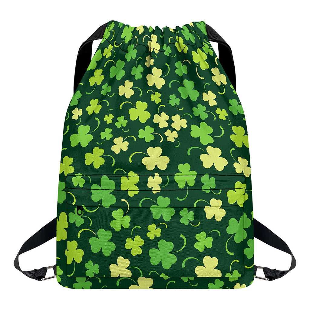 Green Clover Saint Patrick's Day Print Drawstring Backpack