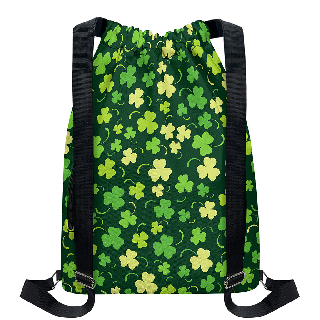 Green Clover Saint Patrick's Day Print Drawstring Backpack