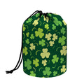 Green Clover Saint Patrick's Day Print Drawstring Makeup Bag