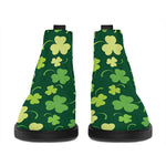 Green Clover Saint Patrick's Day Print Flat Ankle Boots
