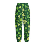 Green Clover Saint Patrick's Day Print Fleece Lined Knit Pants